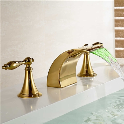 3 Hole Waterfall Bathroom Sink Faucet